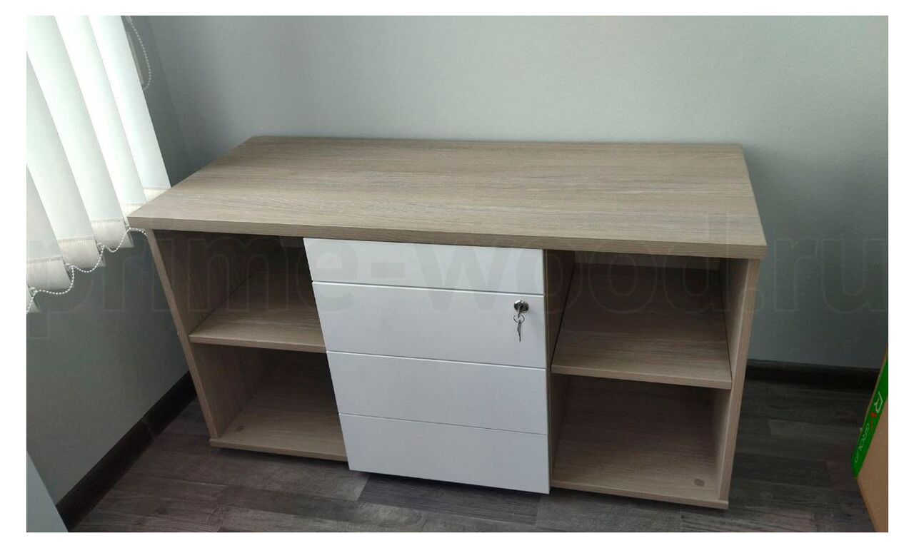 Тумба сервисная с ящиками TIP-ON ONIX 110x46x60 цвет: Дуб Аттик/Белый - фото со сборки