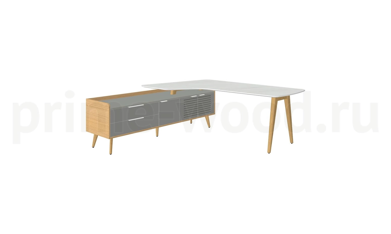 Стол рабочий интегральный левый (для опорной тумбы) Remo 209x129x75 - фото 1